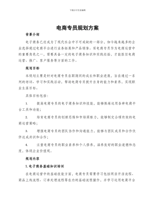 电商专员规划方案