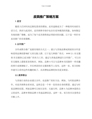 皮具推广策略方案