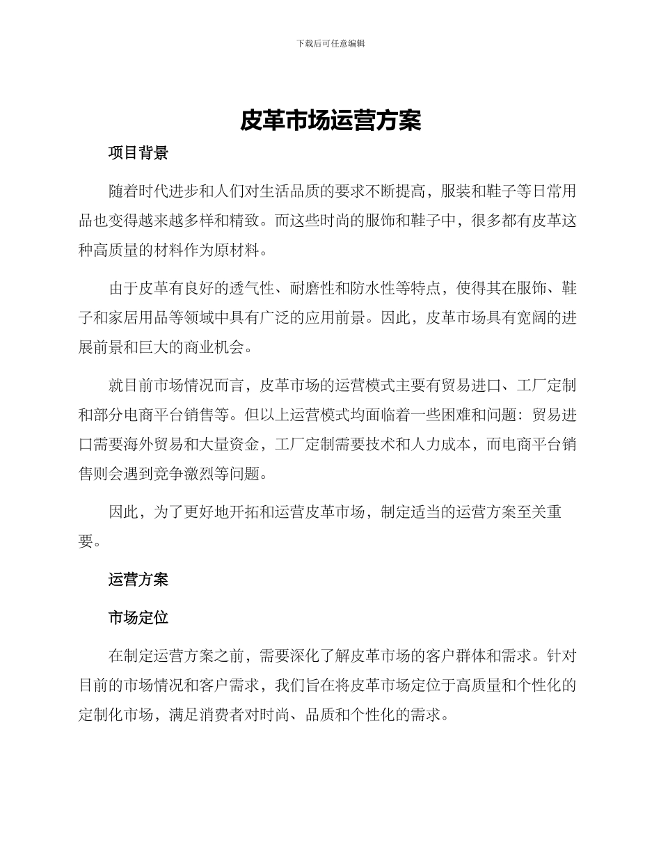 皮革市场运营方案_第1页