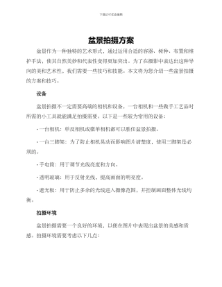 盆景拍摄方案