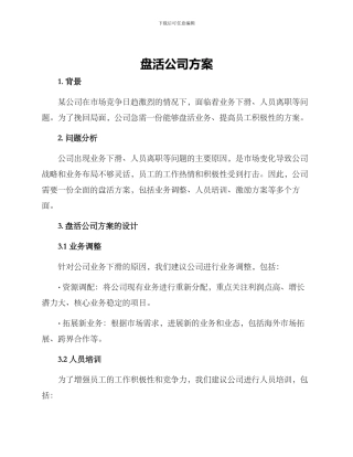 盘活公司方案