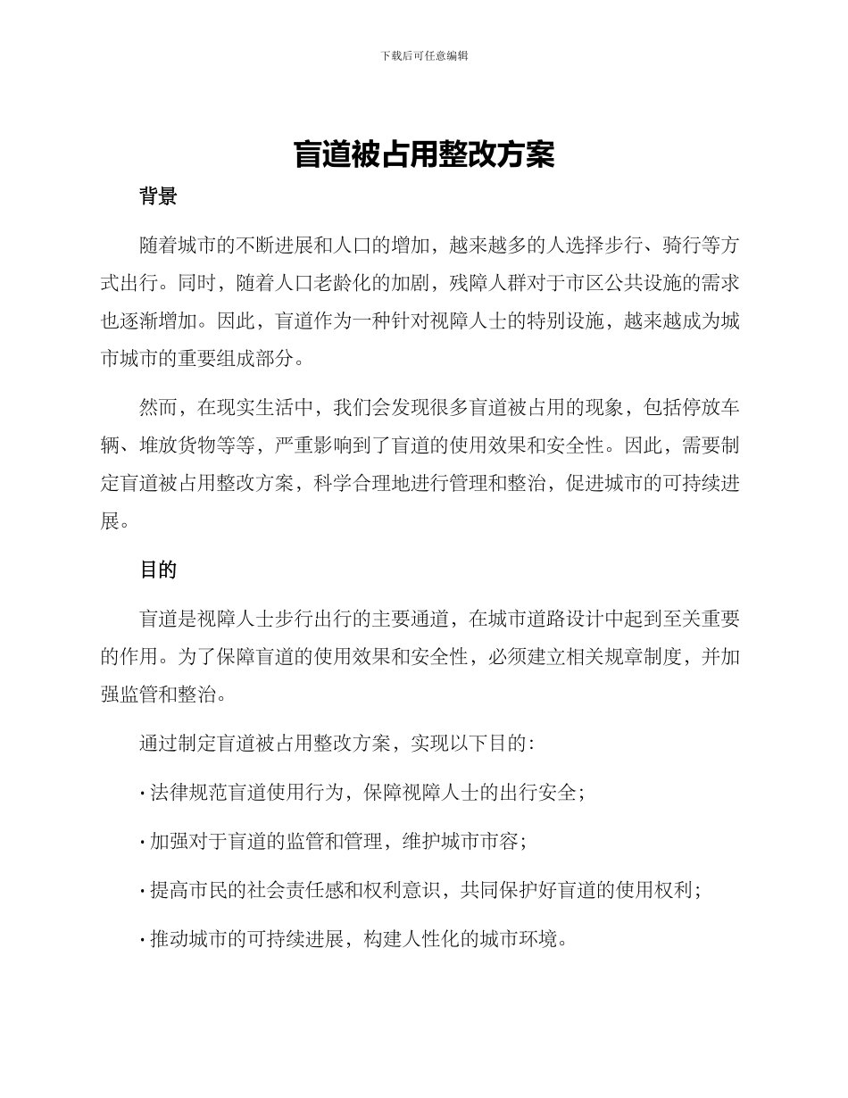 盲道被占用整改方案_第1页