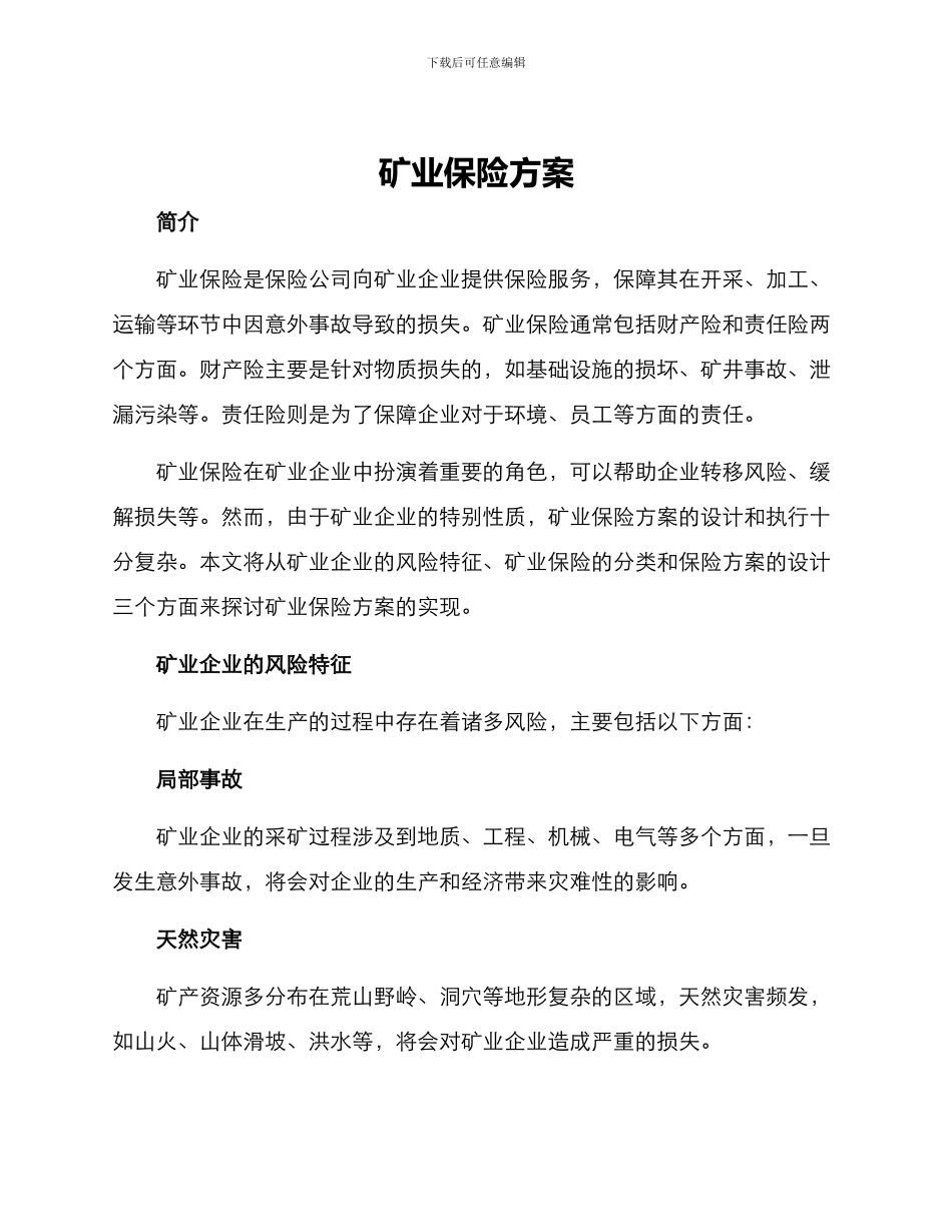 矿业保险方案_第1页