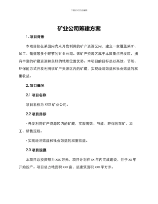 矿业公司筹建方案