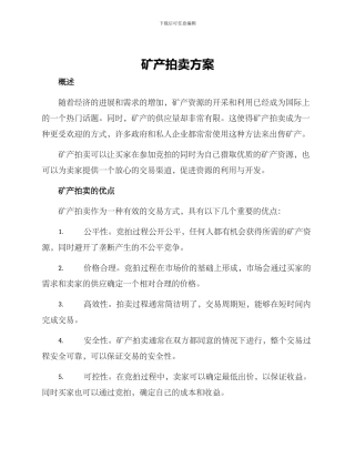矿产拍卖方案