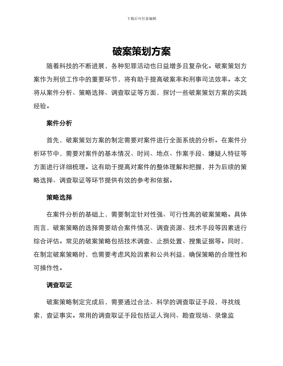 破案策划方案_第1页