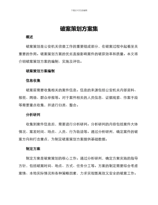 破案策划方案集