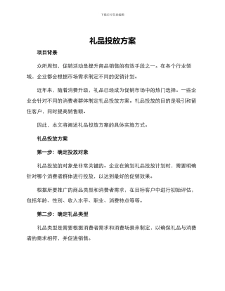 礼品投放方案