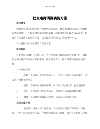 社交电商项目实施方案