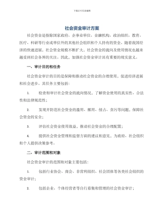 社会资金审计方案
