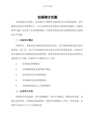 社保审计方案
