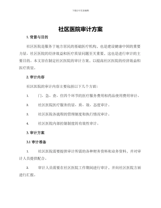 社区医院审计方案