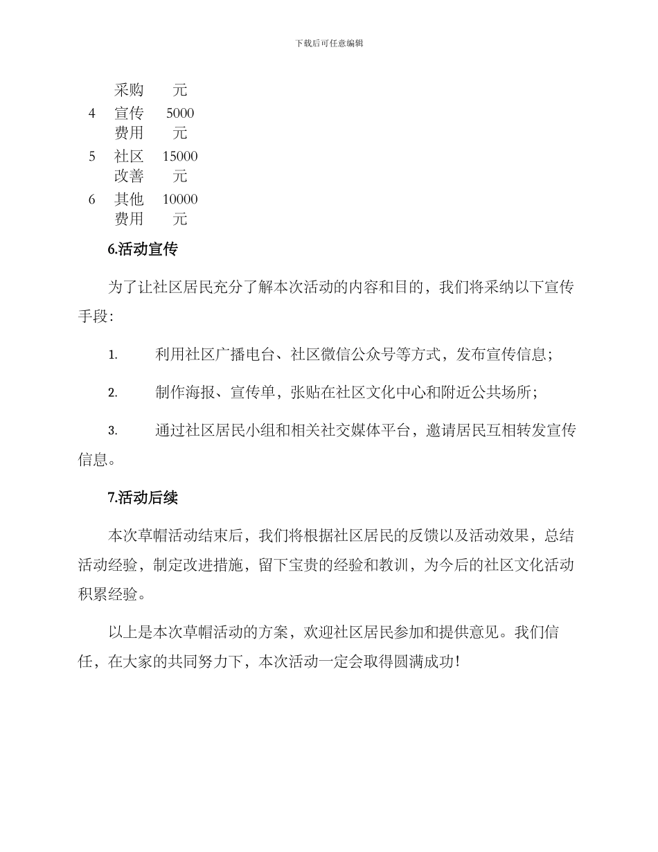 社区开展草帽活动方案_第3页