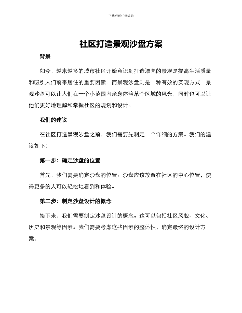 社区打造景观沙盘方案_第1页