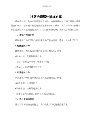 社区治理惩罚措施方案