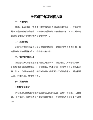 社区矫正专项巡视方案