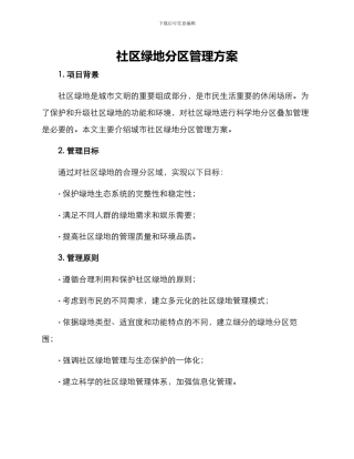 社区绿地分区管理方案