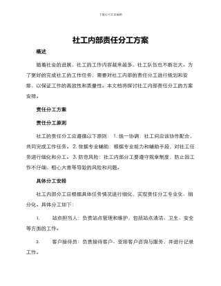 社工内部责任分工方案