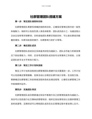 社群管理团队搭建方案