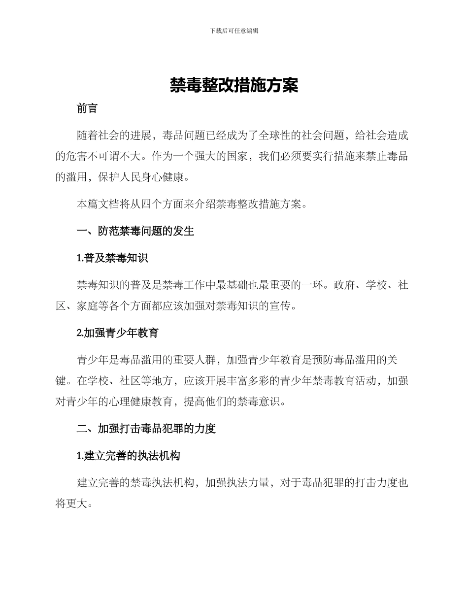 禁毒整改措施方案_第1页