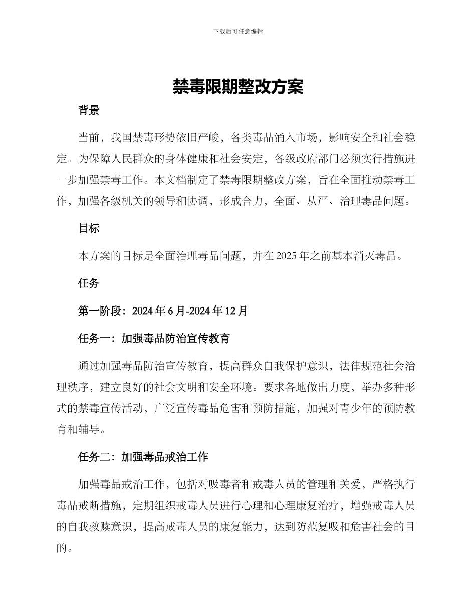 禁毒限期整改方案_第1页
