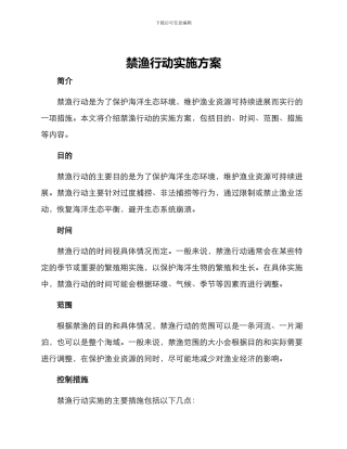 禁渔行动实施方案