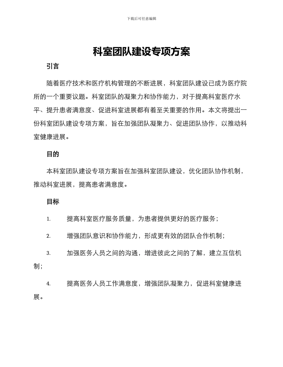 科室团队建设专项方案_第1页