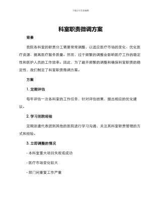科室职责微调方案