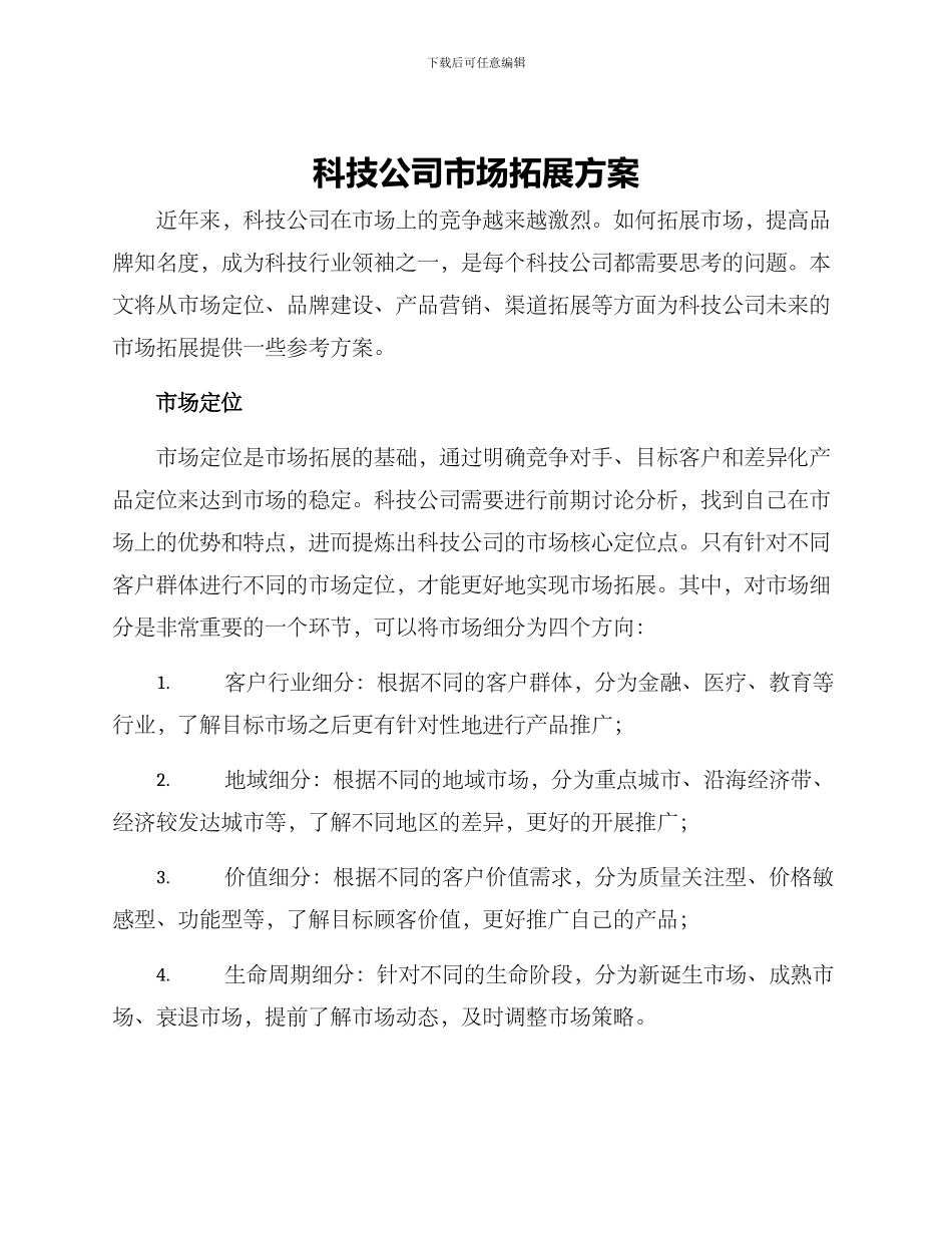 科技公司市场拓展方案_第1页