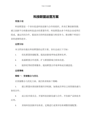 科技联盟运营方案