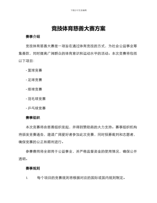 竞技体育慈善大赛方案