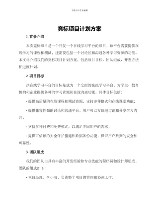 竞标项目计划方案