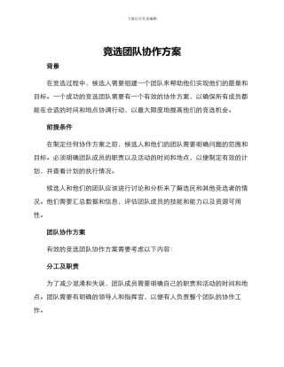 竞选团队协作方案