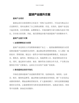 篮球产业提升方案