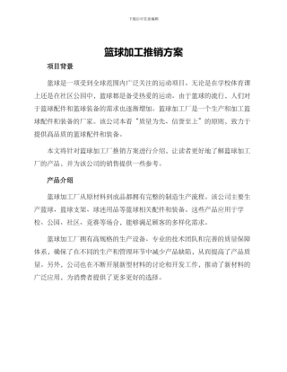 篮球加工推销方案