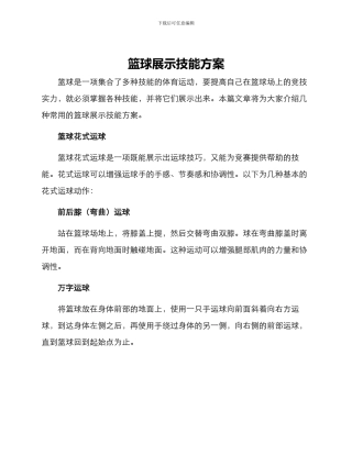 篮球展示技能方案