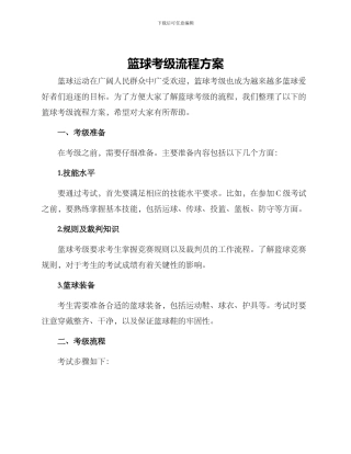 篮球考级流程方案