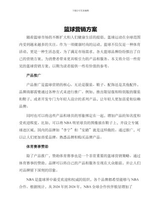 篮球营销方案