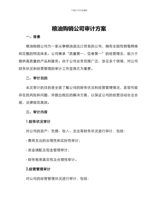 粮油购销公司审计方案