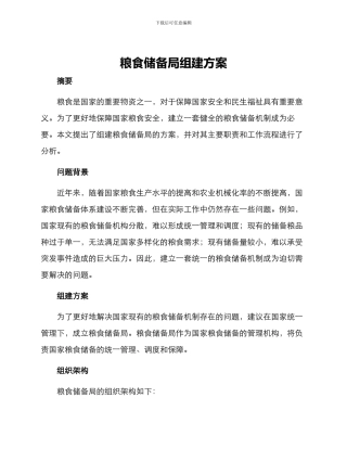 粮食储备局组建方案