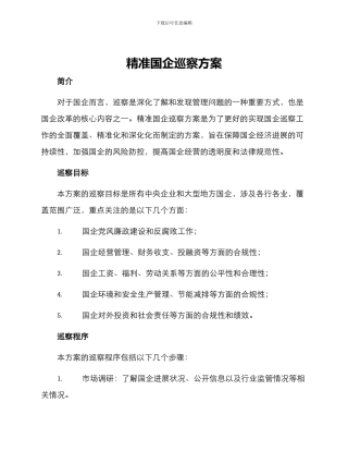 精准国企巡察方案