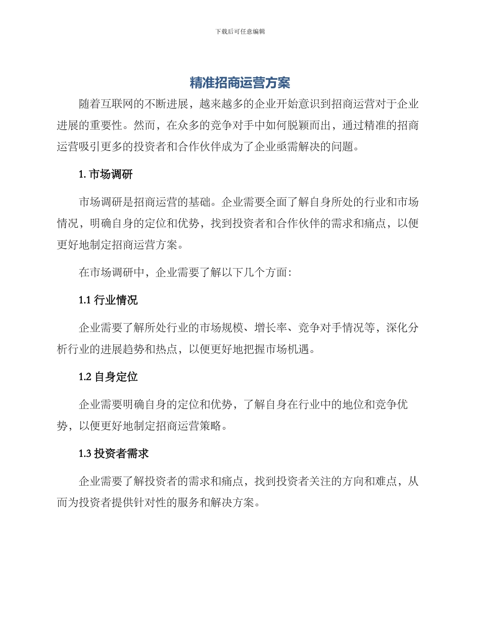 精准招商运营方案_第1页