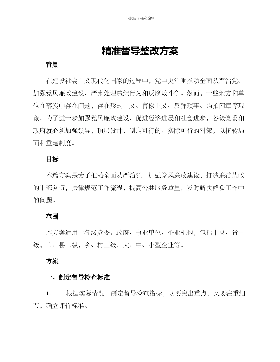 精准督导整改方案_第1页