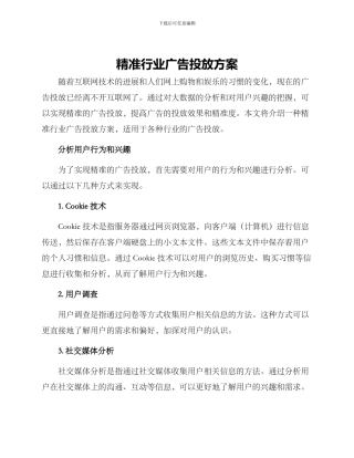 精准行业广告投放方案