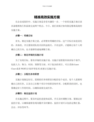 精准高效实施方案