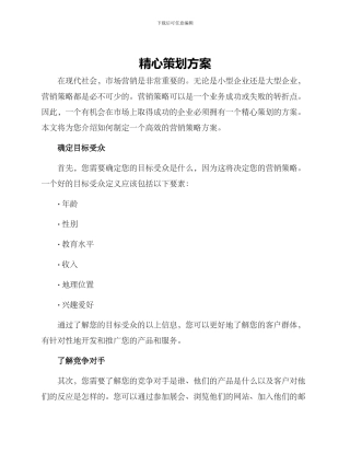 精心策划方案