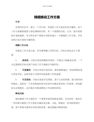 精细推进工作方案