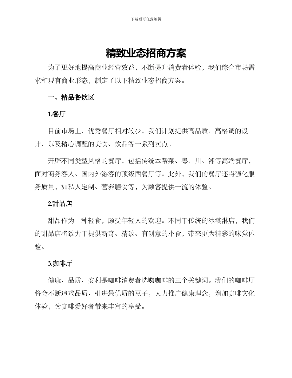 精致业态招商方案_第1页