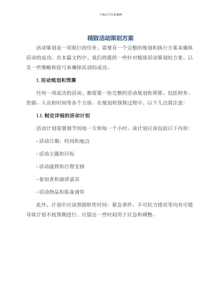 精致活动策划方案