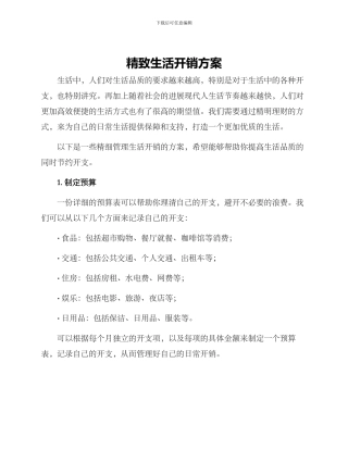 精致生活开销方案